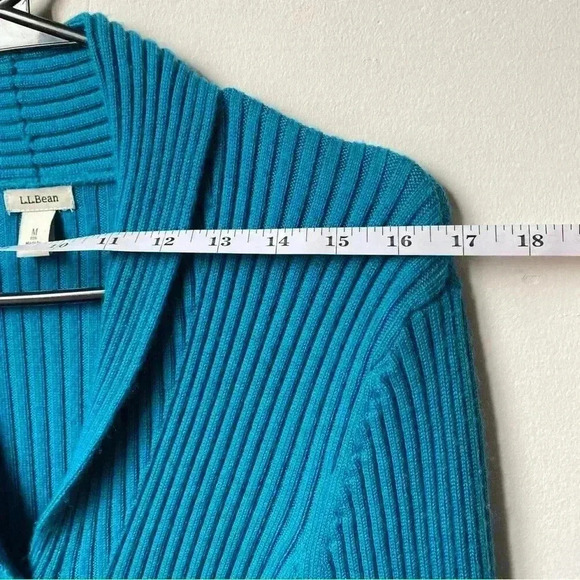 L.L. Bean Teal Ribbed Women's Cardigan - Picture 5 of 12